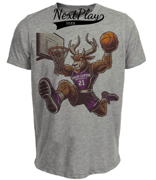 Grand Canyon Antelopes Lopes Retro Basketball Artwork Heather Gray Sublimated T-Shirt