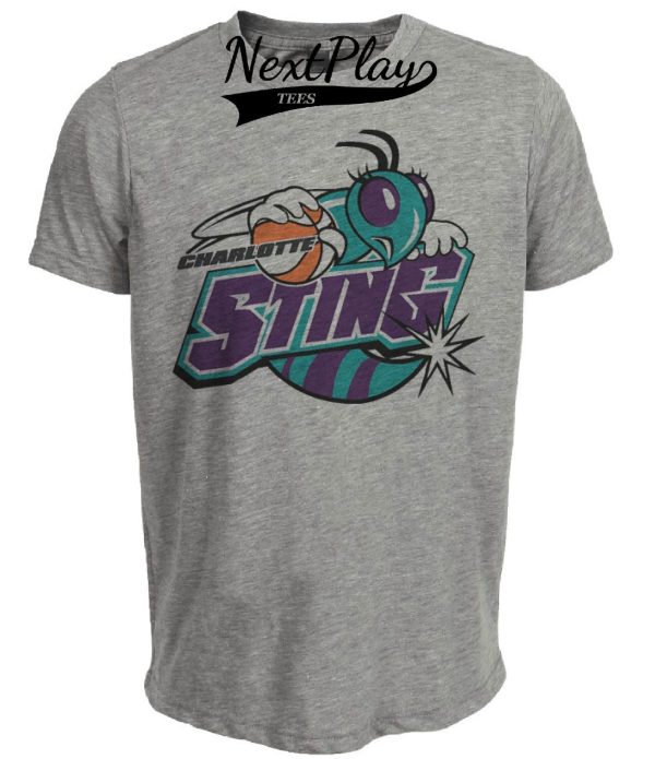 Charlotte Sting Retro Basketball 1997 Artwork Heather Gray Sublimated T-Shirt