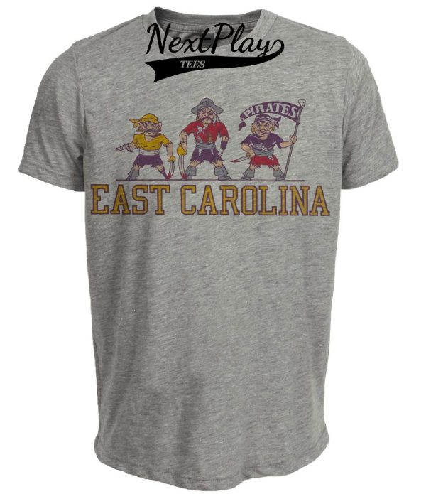 East Carolina Pirates Retro 1951 Artwork Heather Gray Sublimated T-Shirt