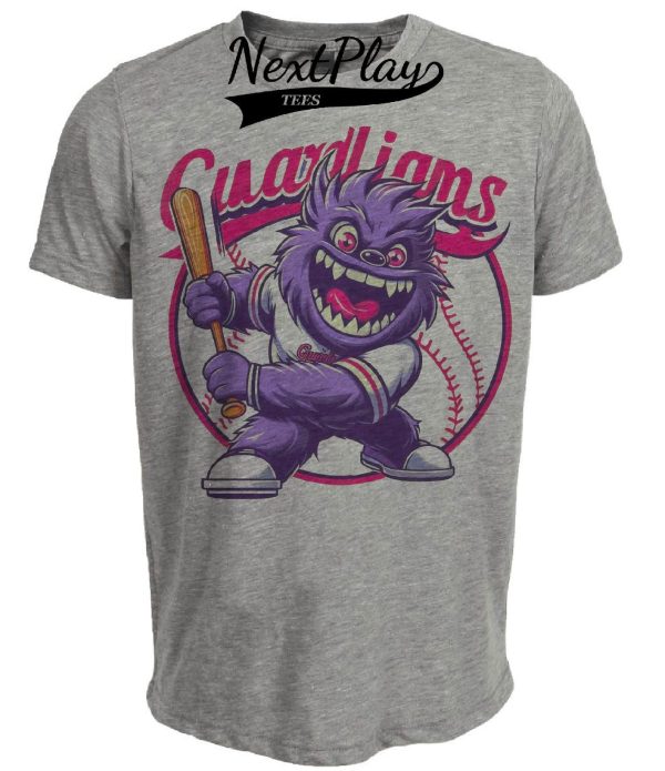 Cleveland Guardians Retro Mascot Baseball Artwork Heather Gray Sublimated T-Shirt