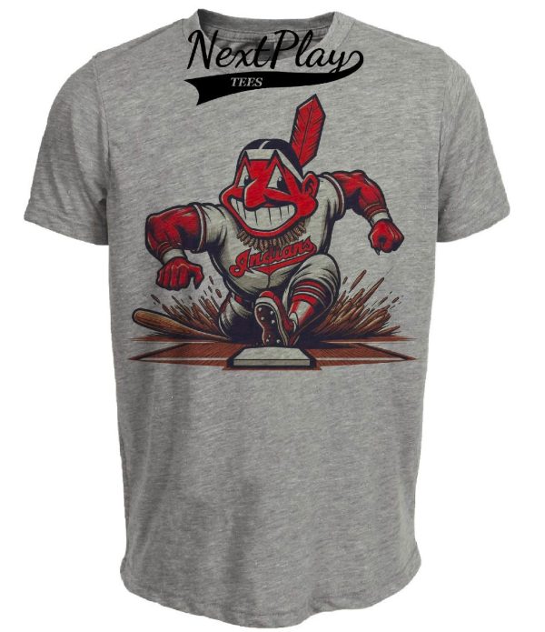Cleveland Indians Retro Baseball Artwork Heather Gray Sublimated T-Shirt