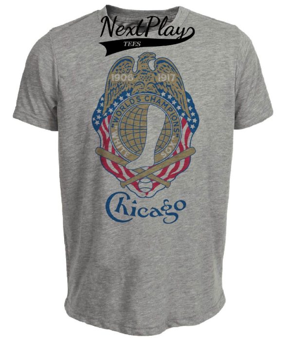 Chicago White Sox Retro Baseball World Champions 1906 & 1917 Artwork Heather Gray Sublimated T-Shirt