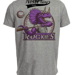 Colorado Rockies Retro Baseball Mascot Artwork Heather Gray Sublimated T-Shirt