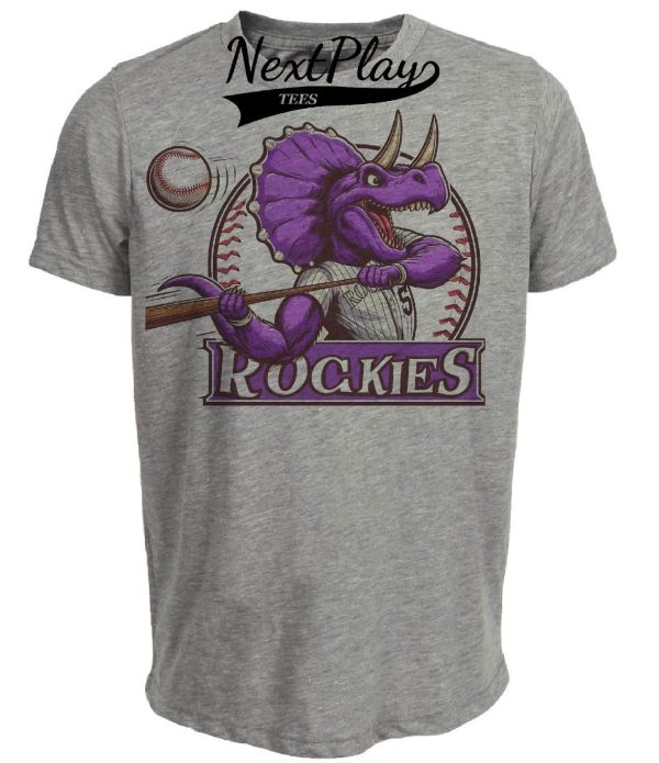 Colorado Rockies Retro Baseball Mascot Artwork Heather Gray Sublimated T-Shirt