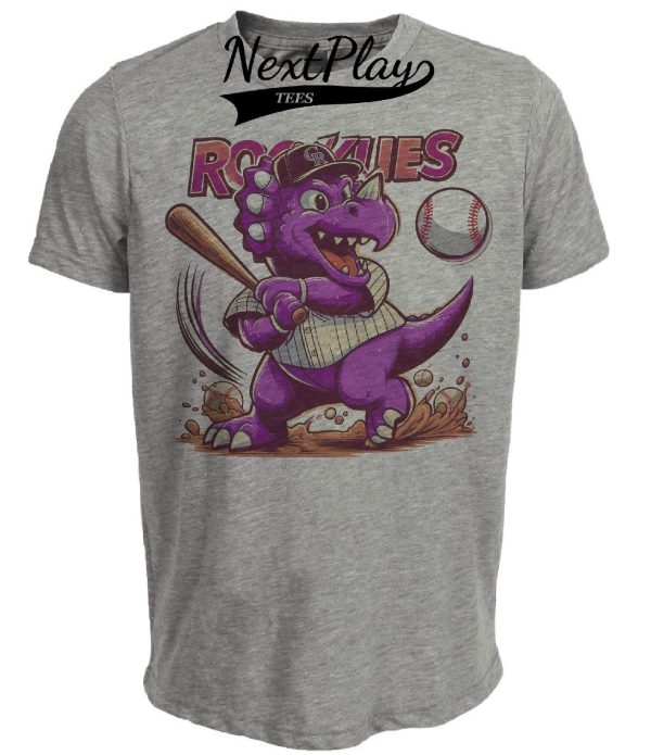 Colorado Rockies Vintage Baseball Mascot Artwork Heather Gray Sublimated T-Shirt