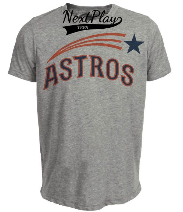 Houston Astros Retro Jersey Lettering Baseball 1965 Artwork Heather Gray Sublimated T-Shirt