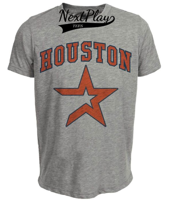 Houston Astros Retro Jersey Lettering Baseball 1972 Artwork Heather Gray Sublimated T-Shirt