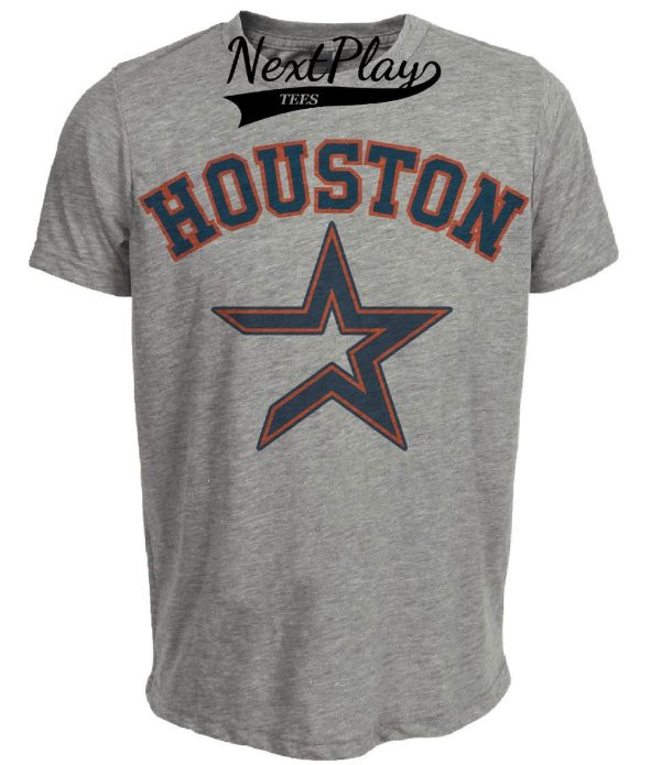 Houston Astros Retro Jersey Lettering Baseball 1968 Artwork Heather Gray Sublimated T-Shirt