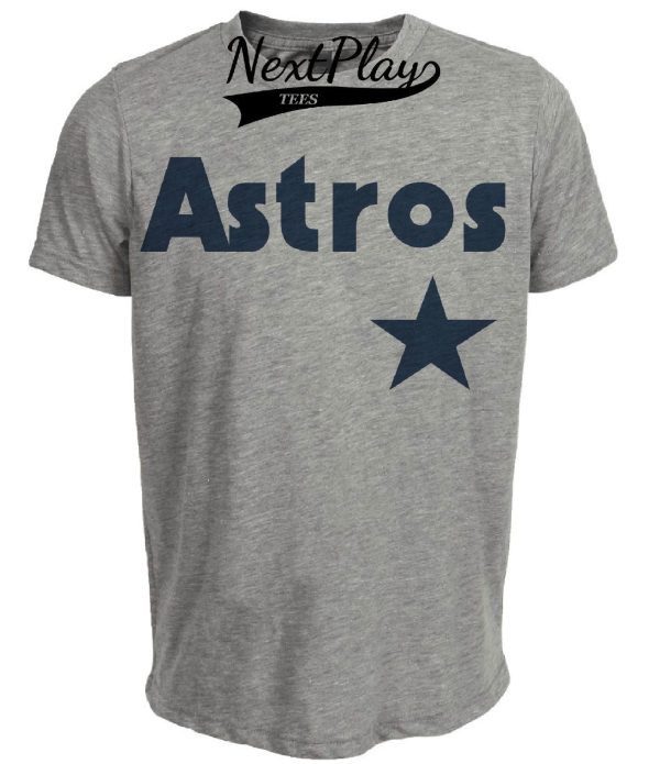 Houston Astros Retro Jersey Lettering Baseball 1980 Artwork Heather Gray Sublimated T-Shirt