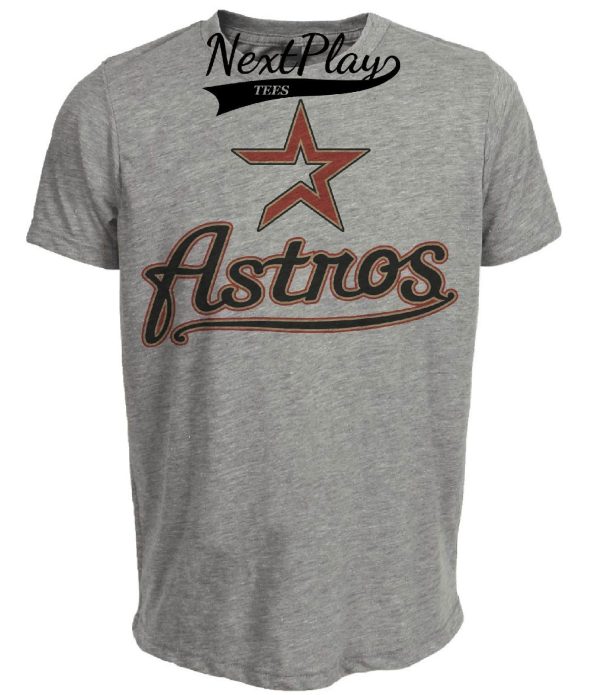 Houston Astros Retro Jersey Lettering Baseball 1995 Artwork Heather Gray Sublimated T-Shirt
