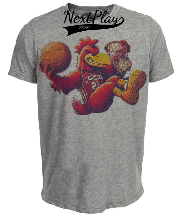 South Carolina Gamecocks Retro Basketball Artwork Heather Gray Sublimated T-Shirt