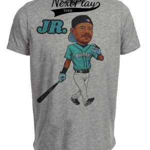 Seattle Mariners Retro Ken Griffey Jr. Baseball 1991 Artwork Heather Gray Sublimated T-Shirt