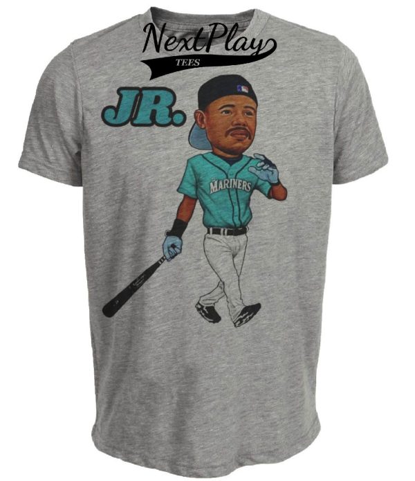 Seattle Mariners Retro Ken Griffey Jr. Baseball 1991 Artwork Heather Gray Sublimated T-Shirt