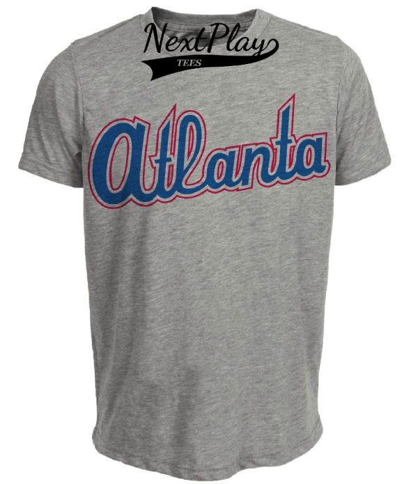 Atlanta Braves Retro Jersey Lettering Baseball 1976 Artwork Heather Gray Sublimated T-Shirt