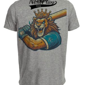 Kansas City Royals Retro Baseball Mascot Artwork Heather Gray Sublimated T-Shirt