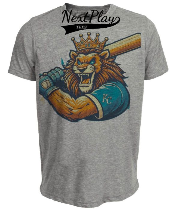 Kansas City Royals Retro Baseball Mascot Artwork Heather Gray Sublimated T-Shirt