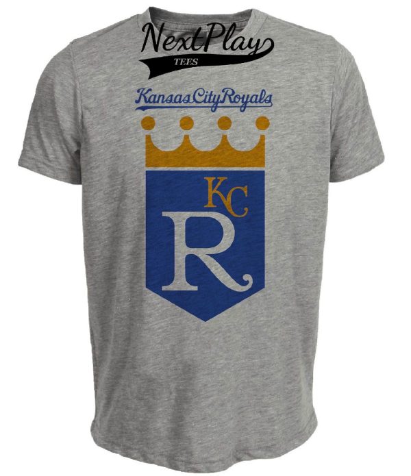 Kansas City Royals Retro Baseball 1970 Artwork Heather Gray Sublimated T-Shirt