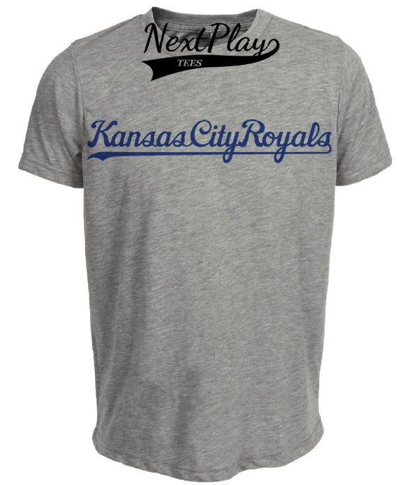 Kansas City Royals Retro Baseball 1971 Artwork Heather Gray Sublimated T-Shirt