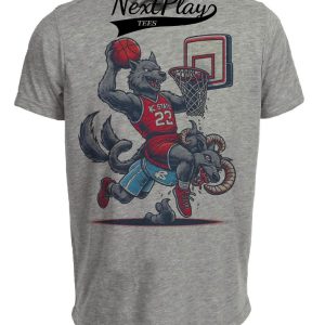 NC State Wolfpack vs. North Carolina Tar Heels Retro Rivalry Basketball Mascot 2002 Artwork Heather Gray Sublimated T-Shirt