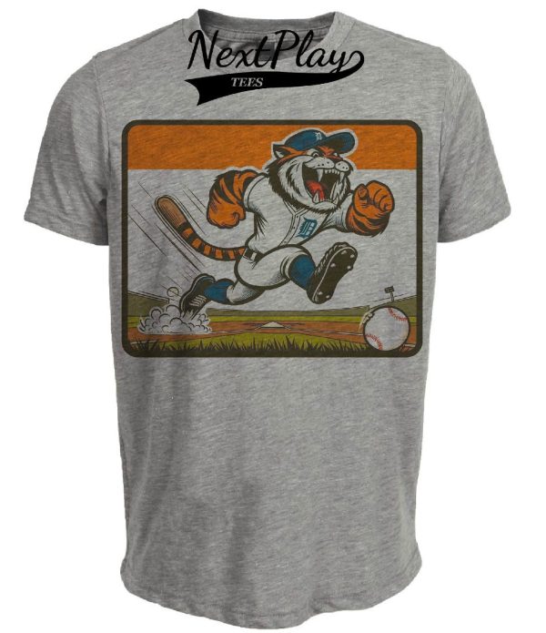 Detroit Tigers Retro Baseball Cartoon 1988 Artwork Heather Gray Sublimated T-Shirt