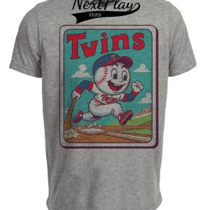 Minnesota Twins MLB Retro Baseball Card Mascot 1988 Artwork Heather Gray Sublimated T-Shirt