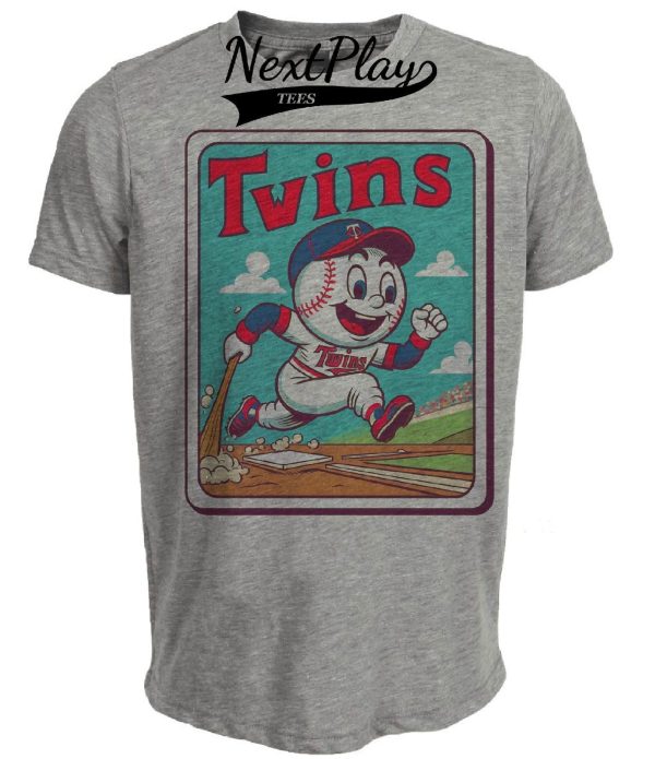 Minnesota Twins MLB Retro Baseball Card Mascot 1988 Artwork Heather Gray Sublimated T-Shirt