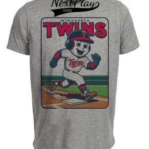 Minnesota Twins MLB Retro Baseball Card Mascot 1991 Artwork Heather Gray Sublimated T-Shirt