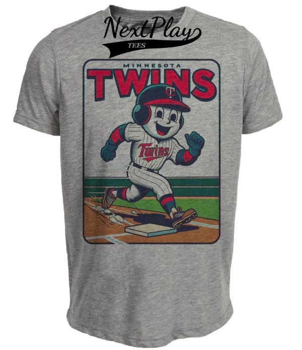 Minnesota Twins MLB Retro Baseball Card Mascot 1991 Artwork Heather Gray Sublimated T-Shirt