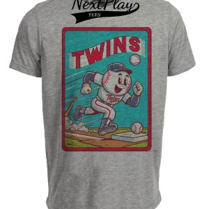 Minnesota Twins MLB Retro Baseball Card Mascot 1994 Artwork Heather Gray Sublimated T-Shirt