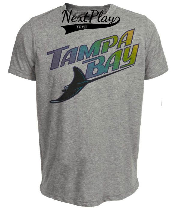 Tampa Bay Rays Retro Baseball 1998 Artwork Heather Gray Sublimated T-Shirt