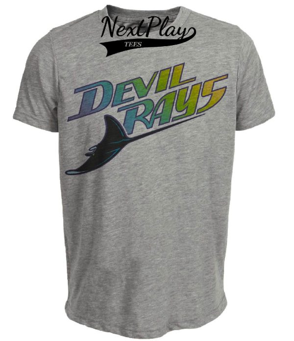 Tampa Bay Rays Retro Baseball 1999 Artwork Heather Gray Sublimated T-Shirt
