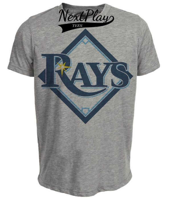 Tampa Bay Rays Retro Baseball 2004 Artwork Heather Gray Sublimated T-Shirt