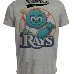 Tampa Bay Rays Retro Baseball Mascot Artwork Heather Gray Sublimated T-Shirt