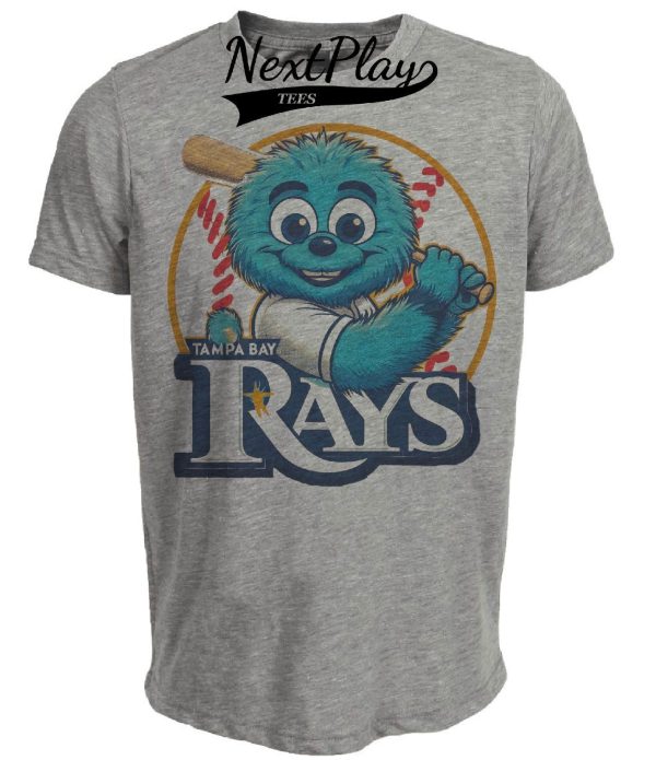 Tampa Bay Rays Retro Baseball Mascot Artwork Heather Gray Sublimated T-Shirt