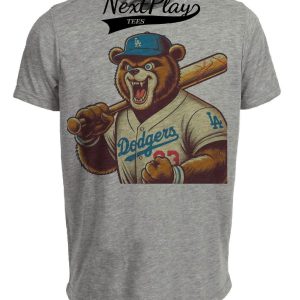 Los Angeles Dodgers Retro Baseball Mascot 1988 Artwork Heather Gray Sublimated T-Shirt