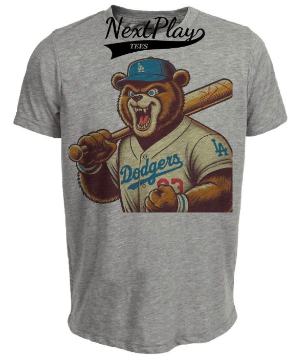 Los Angeles Dodgers Retro Baseball Mascot 1988 Artwork Heather Gray Sublimated T-Shirt