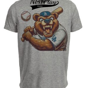 Los Angeles Dodgers Retro Baseball Mascot 1992 Artwork Heather Gray Sublimated T-Shirt
