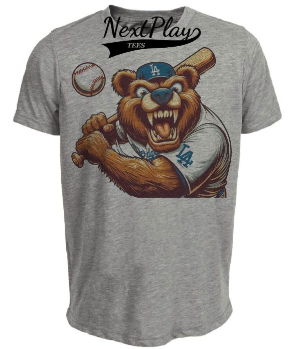 Los Angeles Dodgers Retro Baseball Mascot 1992 Artwork Heather Gray Sublimated T-Shirt
