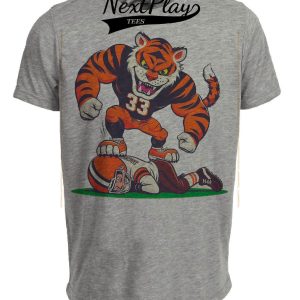Cincinnati Bengals vs. Cleveland Browns Retro Rivalry Football Mascot Artwork Heather Gray Sublimated T-Shirt