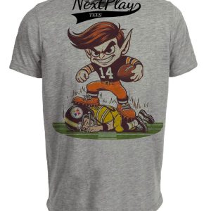 Cleveland Browns vs. Pittsburgh Steelers Retro Rivalry Football Mascot 1984 Artwork Heather Gray Sublimated T-Shirt