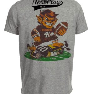 Cleveland Browns vs. Pittsburgh Steelers Retro Rivalry Football Mascot 1979 Artwork Heather Gray Sublimated T-Shirt