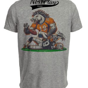 Denver Broncos vs. Las Vegas Raiders Retro Rivalry Football Mascot Artwork Heather Gray Sublimated T-Shirt - New To Store