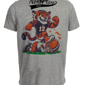 Cincinnati Bengals vs. Cleveland Browns Retro Rivalry Football Mascot Artwork Heather Gray Sublimated T-Shirt