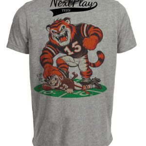 Cincinnati Bengals vs. Cleveland Browns Retro Rivalry Football Mascot Artwork Heather Gray Sublimated T-Shirt