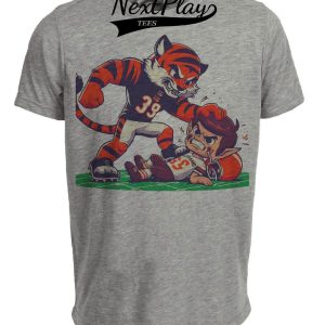 Cincinnati Bengals vs. Cleveland Browns Retro Rivalry Football Mascot Artwork Heather Gray Sublimated T-Shirt