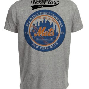 New York Mets Vintage World Series Champions Baseball 1986 Artwork Heather Gray Sublimated T-Shirt