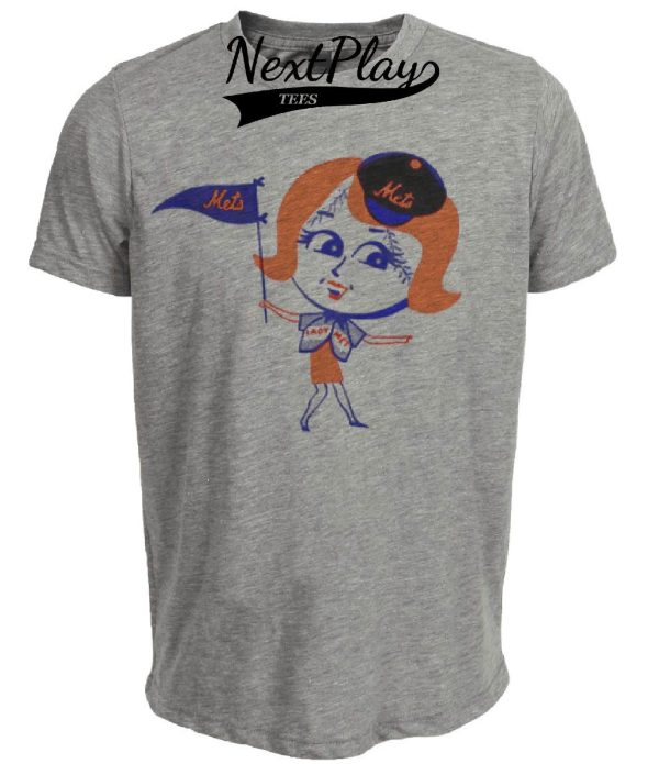 New York Mets Retro Lady Met Baseball 1995 Artwork Heather Gray Sublimated T-Shirt