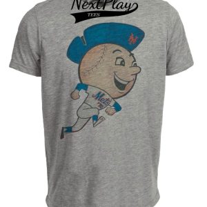 New York Mets Retro Mr. Met Patriot Baseball 1976 Artwork Heather Gray Sublimated T-Shirt