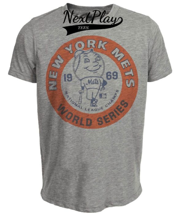 New York Mets Retro Mr. Met National League Champs Baseball 1969 Artwork Heather Gray Sublimated T-Shirt