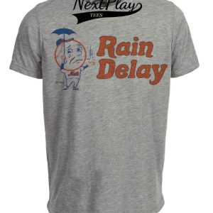 New York Mets Retro Mr. Met Rain Delay Baseball 1968 Artwork Heather Gray Sublimated T-Shirt